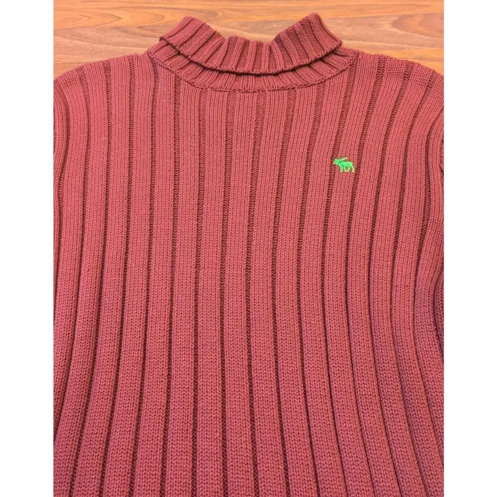 Vintage Y2K Abercrombie & Fitch A92 Ribbed Turtleneck Sweater Mens M Burgundy